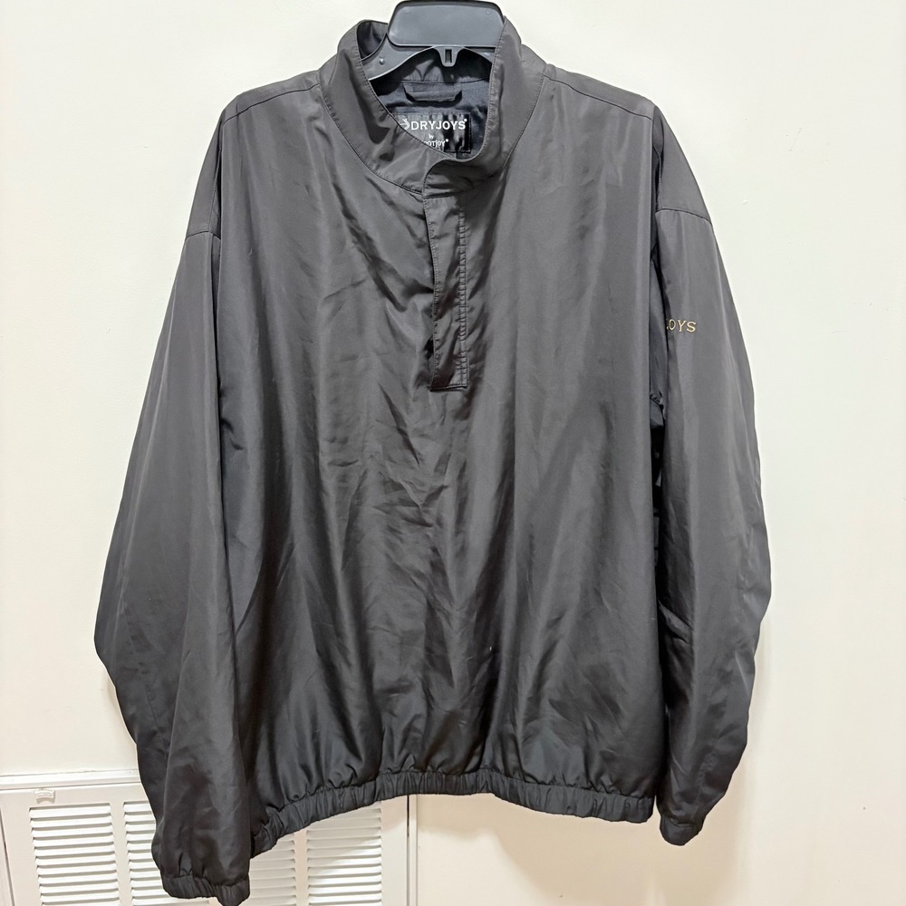 FootJoy DryJoys Golf Windbreaker Jacket Mens Black size XL Pullover Quarter Zip